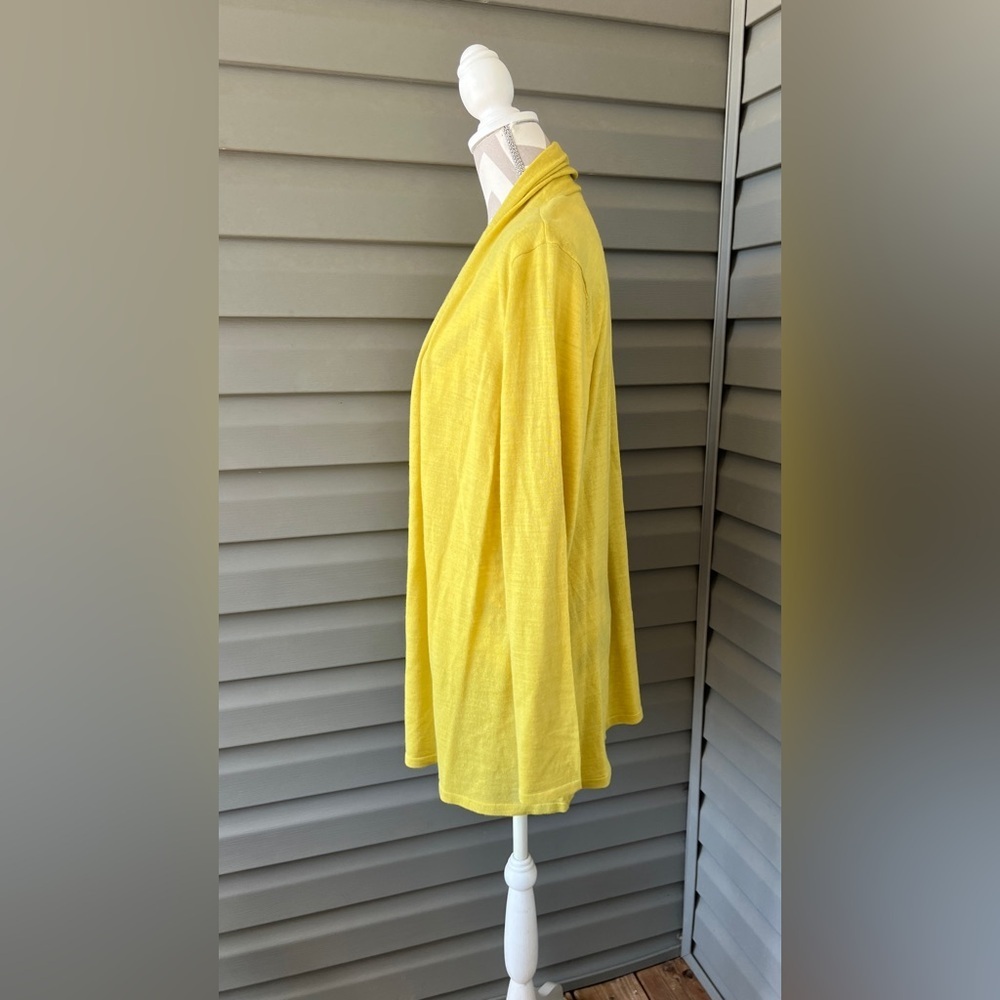 J.Jill 100% Marino Wool Yellow Open Front Cardigan Sz L - Picture 5 of 8